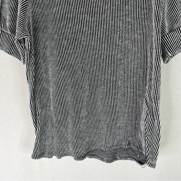 Lularoe Eloise Top Women’s Black White Stripe Puff Short Sleeve Ribbed 3X - Picture 4 of 10